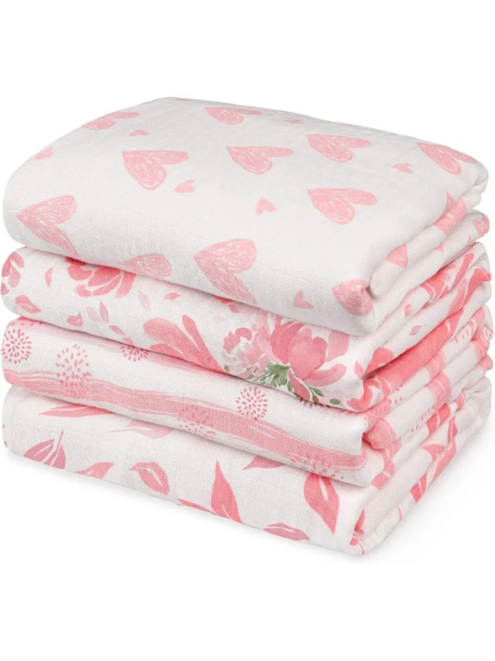 Soft Cotton Muslin Swaddle Blankets 4-Pack | Large 35